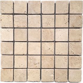 mozaika kamienna trawertynowa naturalna Classic 30,5 x 30,5 x 1 cm kostka 4,8 x 4,8 x 1 cm