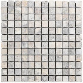 mozaika kamienna trawertynowa naturalnaSilver 30,5 x 30,5 x 1 cm kostka 2,3 x 2,3 x 1 cm