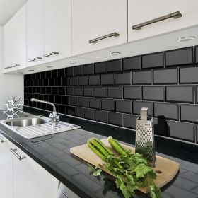 płytka ceramiczna glazura ścienna łazienkowa do kuchni metro black 10x20