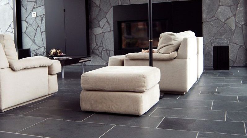 płytki łupek podłogowy Brazylia nero black czarny kamień naturalny